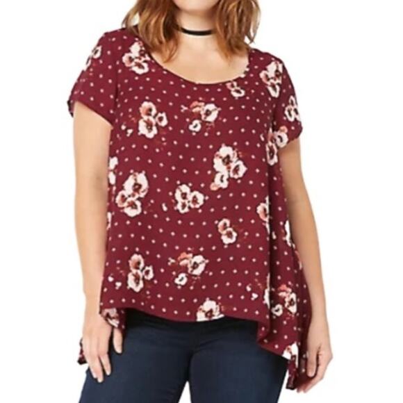 torrid Tops - torrid Floral Print Georgette Sharkbite Top Size 2